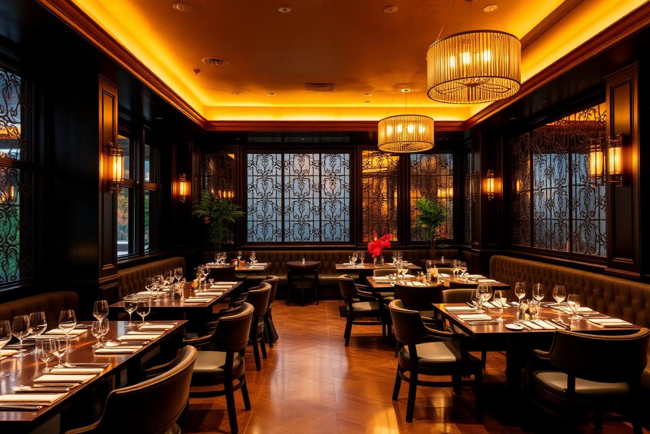 Warmly lit multi cuisine restaurant at Hotel Panchsheel Prime